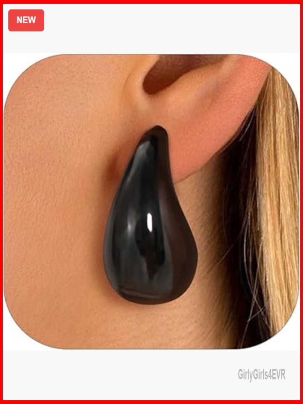 Chunky Water Drop Hoop Earrings, Stainless Steel, Lightweight Drop Dangle
